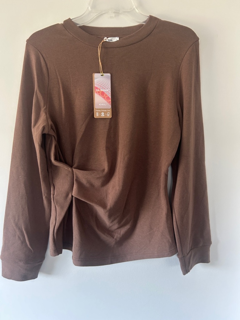 OGL Long Sleeve Twist Detail Top - Brown